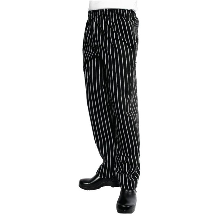 Chef Works Unisex Easyfit Chefs Trousers Black and White Striped XS