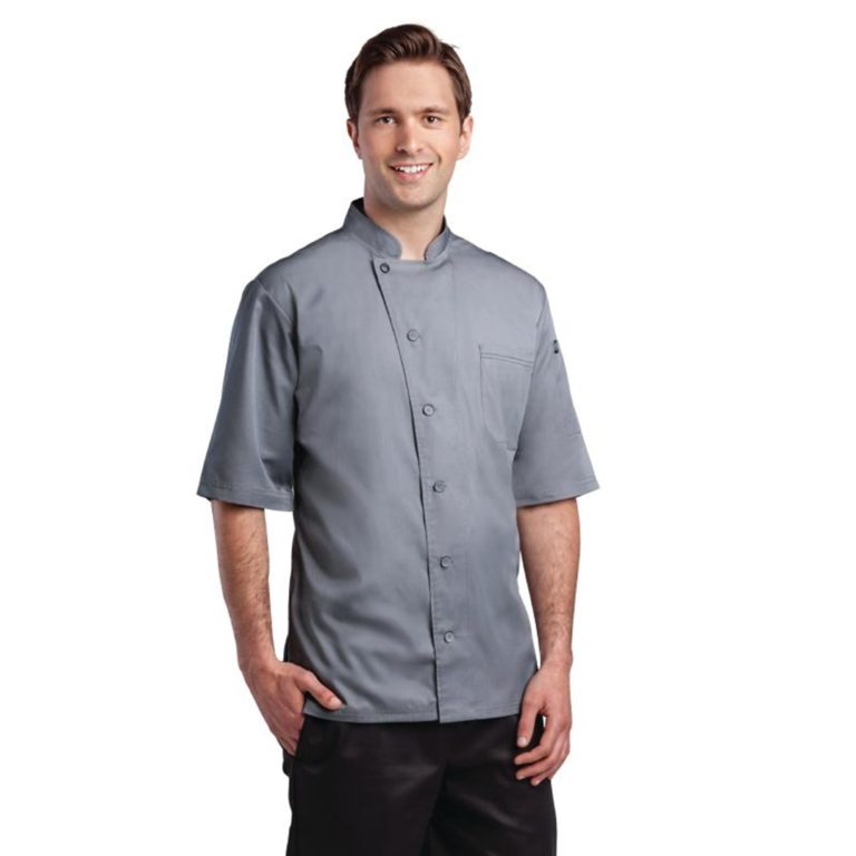 Chef Works Valais Unisex Chefs Jacket Black with Grey 2XL