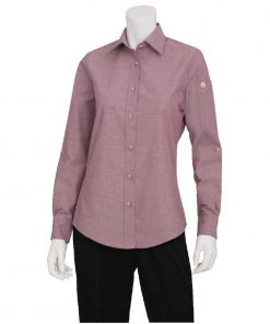 Chef Works Womens Chambray Long Sleeve Shirt Dusty Rose 2XL
