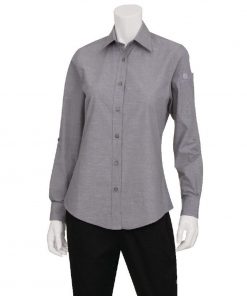 Chef Works Womens Chambray Long Sleeve Shirt Grey S