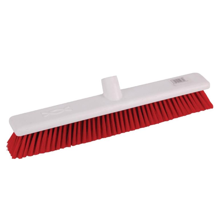 Jantex Hygiene Broom Soft Bristle Red 18in
