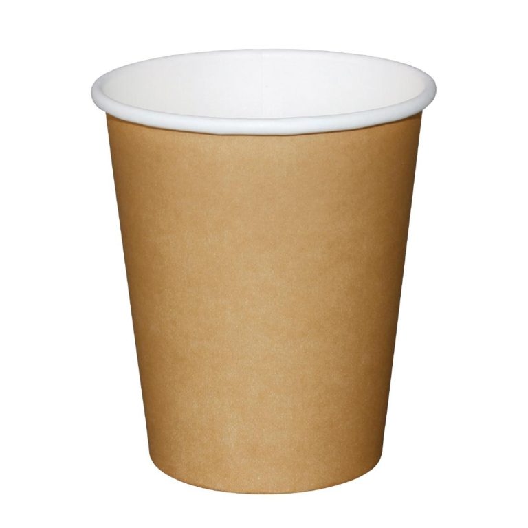 Fiesta Single Wall Takeaway Coffee Cups Kraft 225ml / 8oz x 50