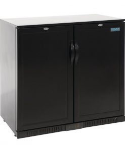 Polar Back Bar Cooler with Hinged Solid Door in Black 208Ltr