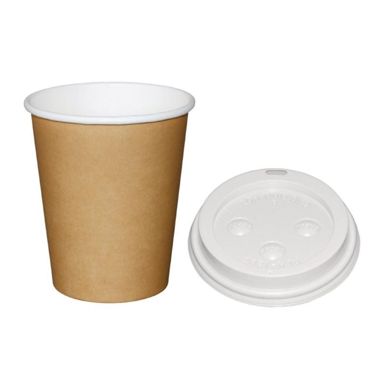 Special Offer  Fiesta Brown 225ml Hot Cups and White Lids