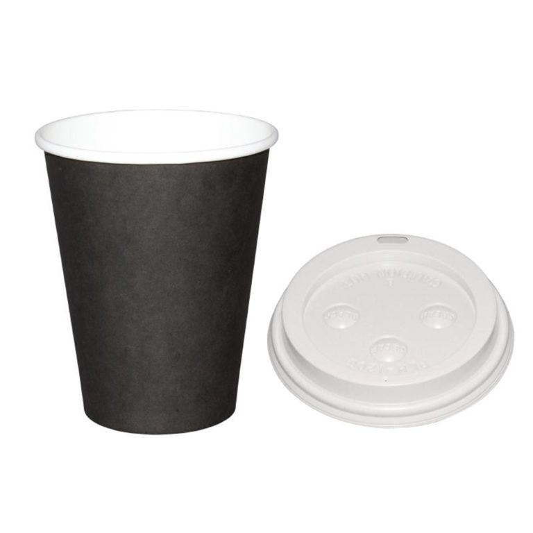Special Offer  Fiesta Black 340ml Hot Cups and White Lids